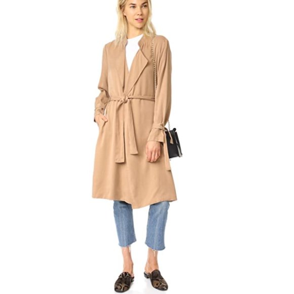 NWT Splendid Women's Sandwash Twill Trench Coat Dark Macadamia Size M L $180 - Picture 2 of 5